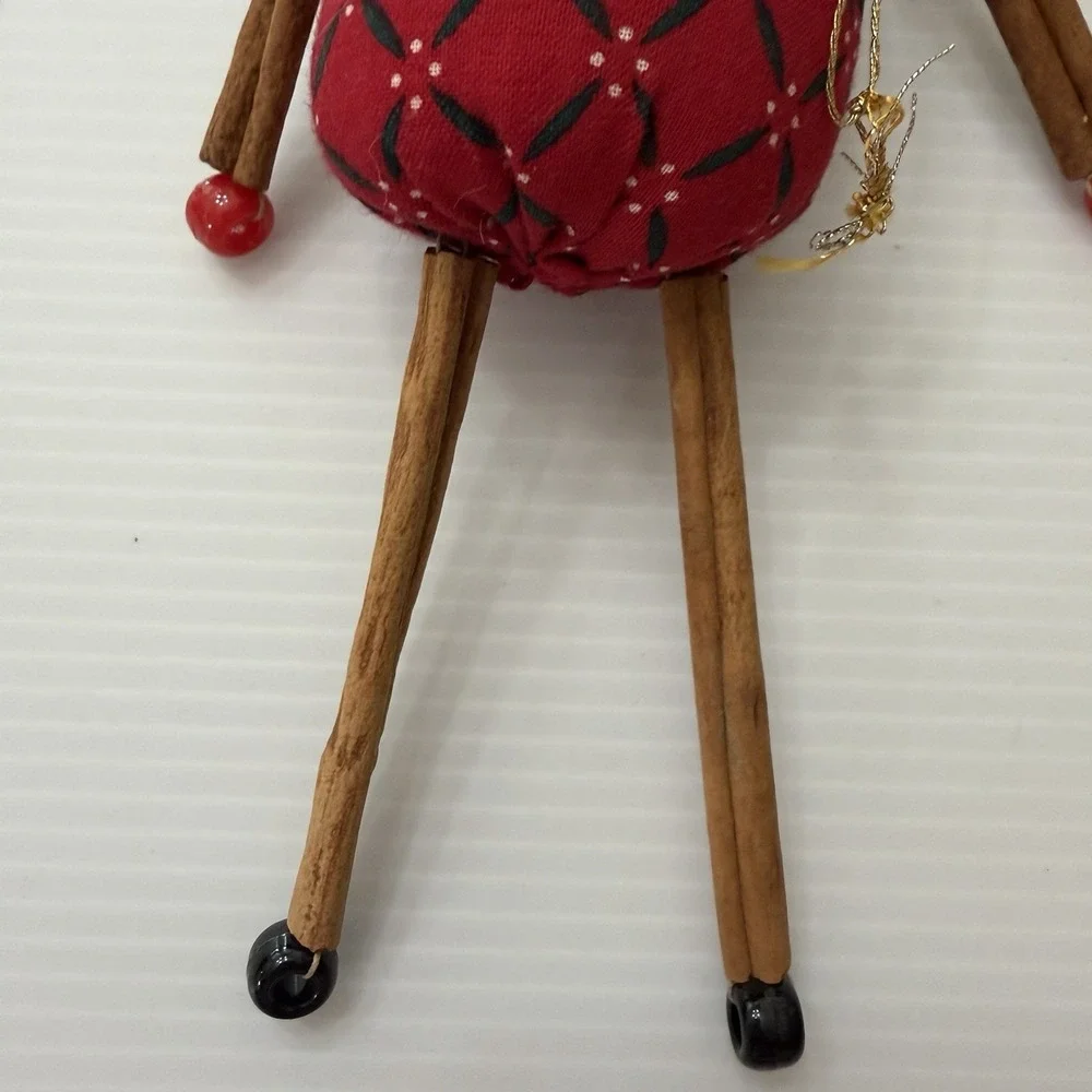 Vintage Handmade Cinnamon Stick Santa Christmas Tree Ornament Primitive Folk Art